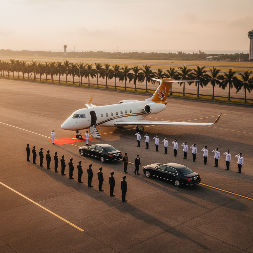 A private jet on a tarmac with
